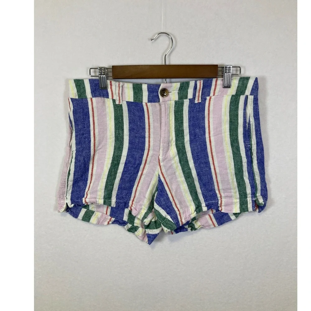 Old Navy‎ Striped Everyday Shorts Women Size 8 Blue Pink Green White Casual